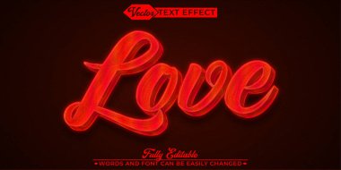 Shiny Roses Red Love Vector Editable Text Effect Template