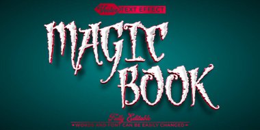 Turkuaz Sihirli Kitap Vektörü Düzenlenebilir Metin Efekti Şablonu