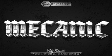 Gümüş Mekanik Vektör Düzenlenebilir Metin Efekti Şablonu