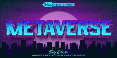 Gelecekçi Metaverse Vektör Düzenlenebilir Metin Efekti Şablonu