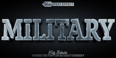 Askeri Gümüş Camo Vektör Düzenlenebilir Metin Efekti Şablonu