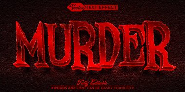 Kırmızı Korku Cinayeti Vektör Düzenlenebilir Metin Efekti Şablonu