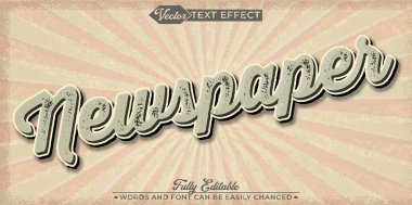 Eski Retro Gazete Vektörü Düzenlenebilir Metin Efekti Şablonu