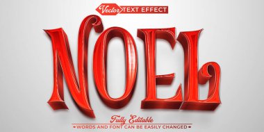 Kırmızı ve Beyaz Noel Vektör Düzenlenebilir Metin Efekti Şablonu