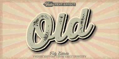 Krem Eski Retro Vektör Düzenlenebilir Metin Efekti Şablonu