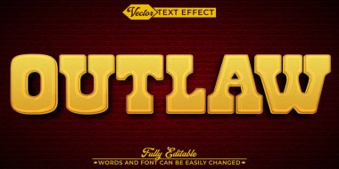 Tahta Kovboy Kanunsuz Vektör Düzenlenebilir Metin Efekti Şablonu