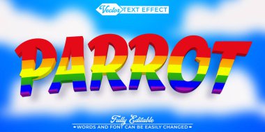 Renkli Papağan Vektör Düzenlenebilir Metin Efekti Şablonu