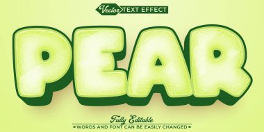Sarı ve Yeşil Meyve Çizgi Filmi Armut Vektörü Düzenlenebilir Metin Efekti 