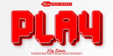 Çizgi film Kırmızı Oyun Vektörü Düzenlenebilir Metin Efekti Şablonu