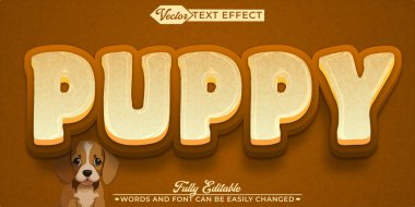 Çizgi film Şirin Yavru Köpek Vektörü Düzenlenebilir Metin Efekti Şablonu