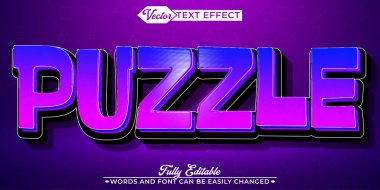 Mor Bulmaca Vektörü Düzenlenebilir Metin Efekti Şablonu