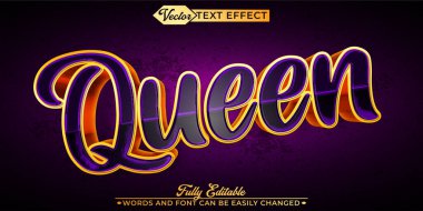 Koyu Mor Altın Lüks Kraliçe Vektör Düzenlenebilir Metin Efekti Templa