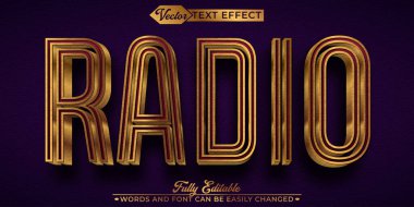 Eski Radyo Vektörü Düzenlenebilir Metin Efekti Şablonu