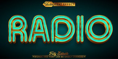 Klasik Yeşil Radyo Vektörü Düzenlenebilir Metin Efekti Şablonu