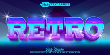 Retro Parlak Parti Vektör Düzenlenebilir Metin Efekti Şablonu