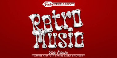 Vintage 80 's Retro Müzik Vektörü Düzenlenebilir Metin Efekti Şablonu