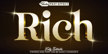 Parlak Altın Zengin Vektör Düzenlenebilir Metin Efekti Şablonu