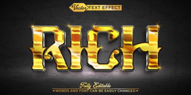 Zarif Parlak Zengin Altın Vektör Düzenlenebilir Metin Efekti Şablonu