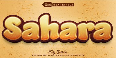 Çizgi film Turuncu Sahra Vektör Düzenlenebilir Metin Efekti Şablonu