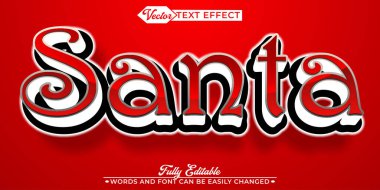 Kırmızı Noel Vektörü Düzenlenebilir Metin Efekti Şablonu