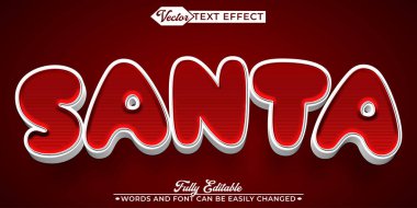 Kırmızı Noel Vektörü Düzenlenebilir Metin Efekti Şablonu