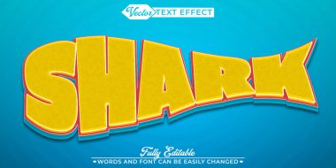 Çizgi film Köpekbalığı Vektörü Düzenlenebilir Metin Efekti Şablonu