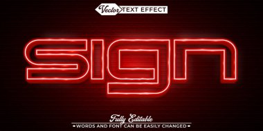 Kırmızı İşaret Neon Vektörü Düzenlenebilir Metin Efekti Şablonu