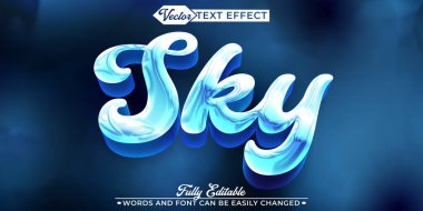 Çizgi film Mavi Gökyüzü Vektörü Düzenlenebilir Metin Efekti Şablonu