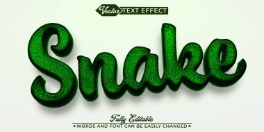 Çizgi film Yeşil Yılan Vektörü Düzenlenebilir Metin Efekti Şablonu