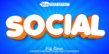 Sosyal Ortam Vektörü Düzenlenebilir Metin Efekti Şablonu 