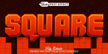 Turuncu Kare Vektör Düzenlenebilir Metin Efekti Şablonu