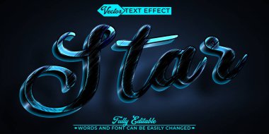 Mavi Karanlık Gece Yıldızları Düzenlenebilir Metin Efekti Şablonu