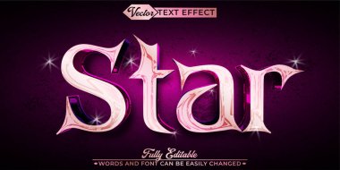 Mor Karanlık Gece Yıldızları Düzenlenebilir Metin Efekti Şablonu