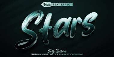 Parlak Koyu Turkuaz Yıldızlar Vektör Düzenlenebilir Metin Efekti Şablonu