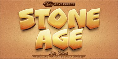 Karikatür Taş Devri Vektör Düzenlenebilir Metin Efekti Şablonu