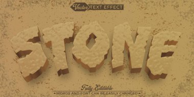 Çizgi film Kahverengi Taş Vektör Düzenlenebilir Metin Efekti Şablonu