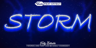 Storm Electric Mavi Vektör Düzenlenebilir Metin Efekti Şablonu