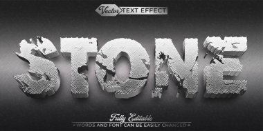 Çizgi film Gri Taş Vektör Düzenlenebilir Metin Efekti Şablonu