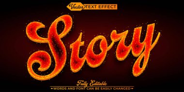 Turuncu Hikaye Vektörü Düzenlenebilir Metin Efekti Şablonu