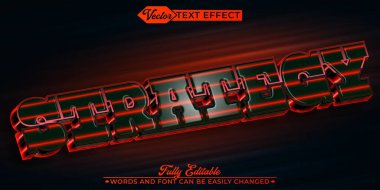 Kırmızı Strateji Vektörü Düzenlenebilir Metin Efekti Şablonu