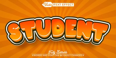Öğrenci Turuncu Vektör Düzenlenebilir Metin Efekti Şablonu