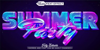 Çizgi film Renkli Yaz Partisi Vektör Düzenlenebilir Metin Efekti Templa