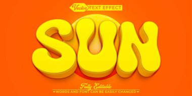Çizgi film Güneş Vektörü Düzenlenebilir Metin Efekti Şablonu