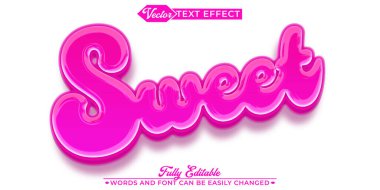 Cartoon Pink Sweet Vector Editable Text Effect Template