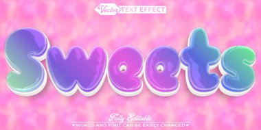 Çizgi film Renkli Tatlı Vektör Düzenlenebilir Metin Efekti Şablonu