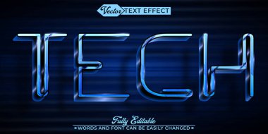 Mavi Teknik Vektör Düzenlenebilir Metin Efekti Şablonu