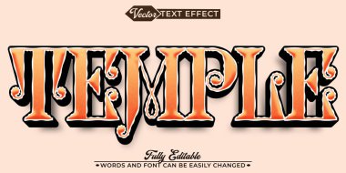 Eski Tapınak Vektörü Düzenlenebilir Metin Efekti Şablonu
