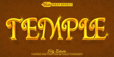 Parlak Altın Tapınak Vektörü Düzenlenebilir Metin Efekti Şablonu