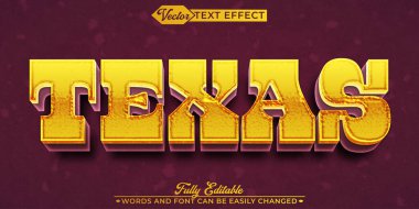 Sarı Kovboy Teksas Vektör Düzenlenebilir Metin Efekti Şablonu