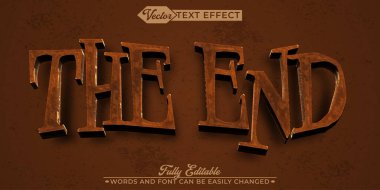 Retro Sinema Filmi Bitiş Vektörü Düzenlenebilir Metin Efekti Şablonu